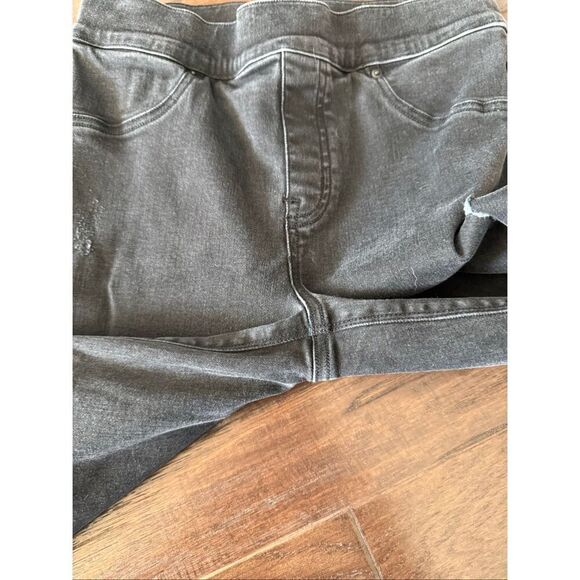 SPANX Black Gray Distressed Pull on Skinny Jean Leggings Medium - Picture 5 of 8